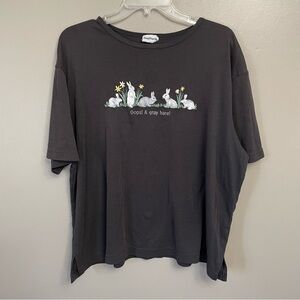 BonWorth Vintage Short Sleeve Top 2XL? Black embroidered bunny tshirt